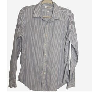 Calvin Klein Mens 16 1/2 34/35 Blue White‎ Striped Long Sleeve Dress Shirt